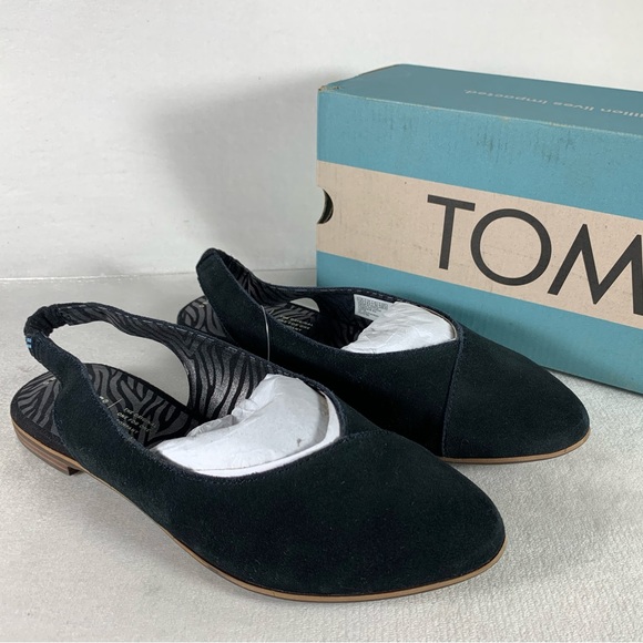 NIB TOMS Women’s Julie Slingback Flat in Black Suede Size 8.5 - Picture 3 of 11